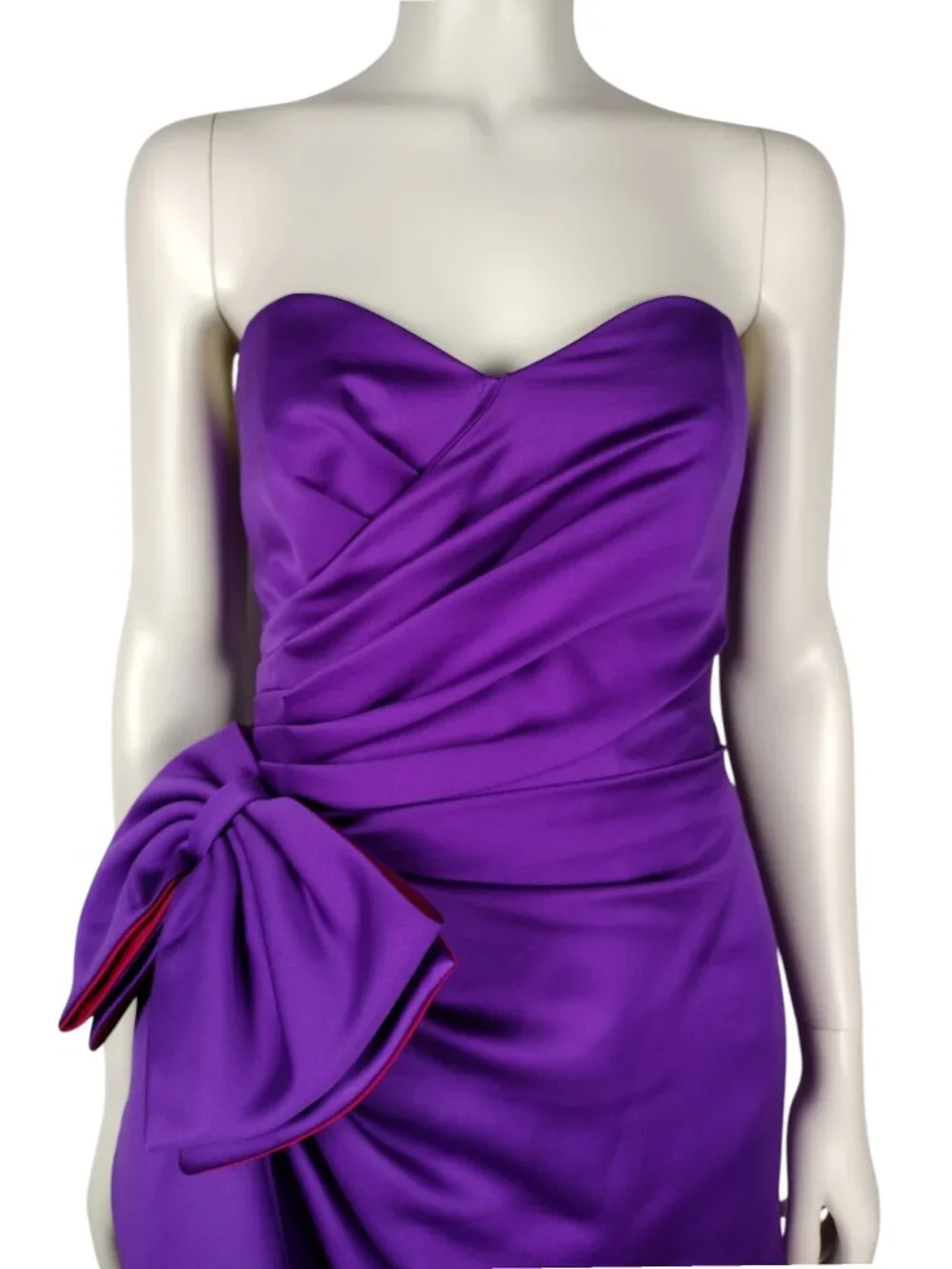 Vintage 1980s AJ Bari Purple Satin Strapless Evening Gown and Shawl Set Size 0